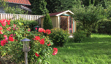 Ferienhaus Rosengarten Garten