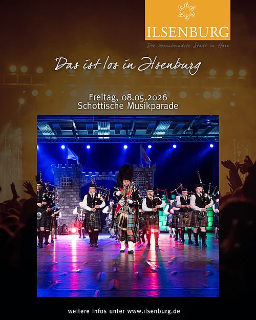 Am 08.05.2026 findet die Veranstaltung "Schottische Musikparade" in der Harzlandhalle statt. 🏴󠁧󠁢󠁳󠁣󠁴󠁿🎶 Tickets sind bei...