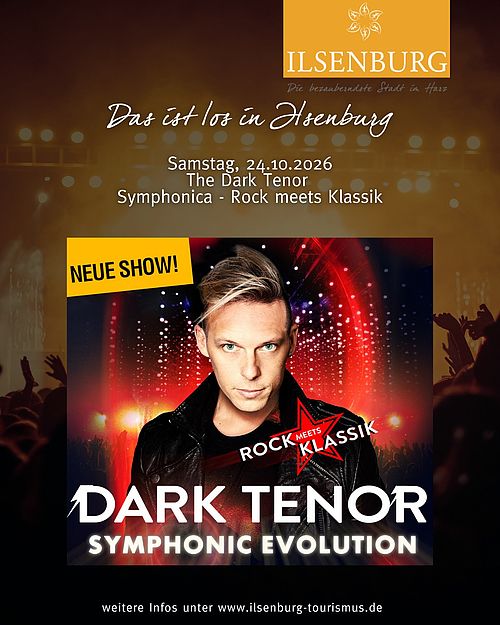 Am 24.10.2026 findet die Veranstaltung "The Dark Tenor Symphonica - Rock meets Klassik" in der Harzlandhalle statt. 🎸🎹...