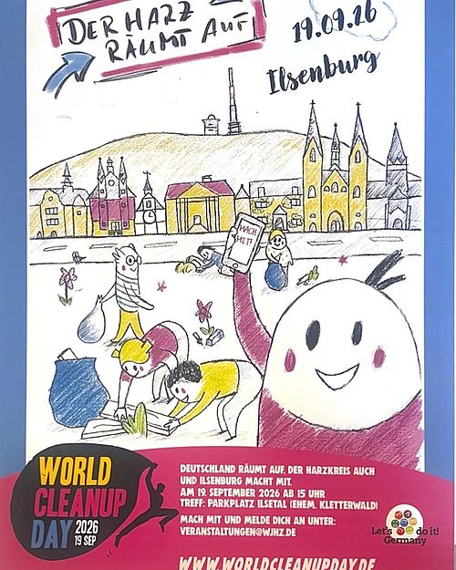 Am 19. September 2026 findet der World Clean Up Day 2026 statt. Deutschland räumt auf, der Harzkreis auch und Ilsenburg...
