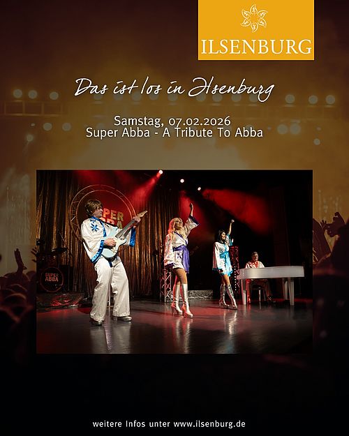 Am 07.02.2026 findet die Veranstaltung "Super ABBA - A Tribute To ABBA" in der Harzlandhalle statt. 🎶🎤 Es sind nur noch...